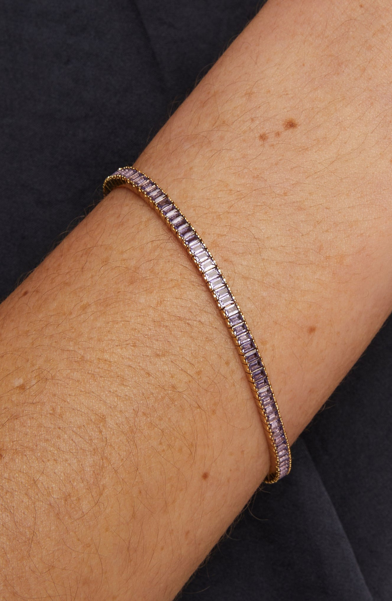 Aurate New York Lab Grown Amethyst Baguette Tennis Bracelet, Alternate, color, Amethyst / Yellow Vermeil