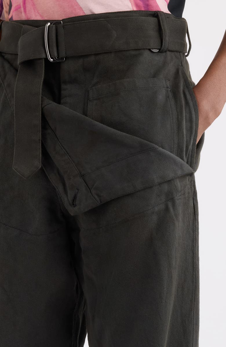 Dries Van Noten Pennine Belted Foldover Waist Jeans, Alternate, color, Dark Grey