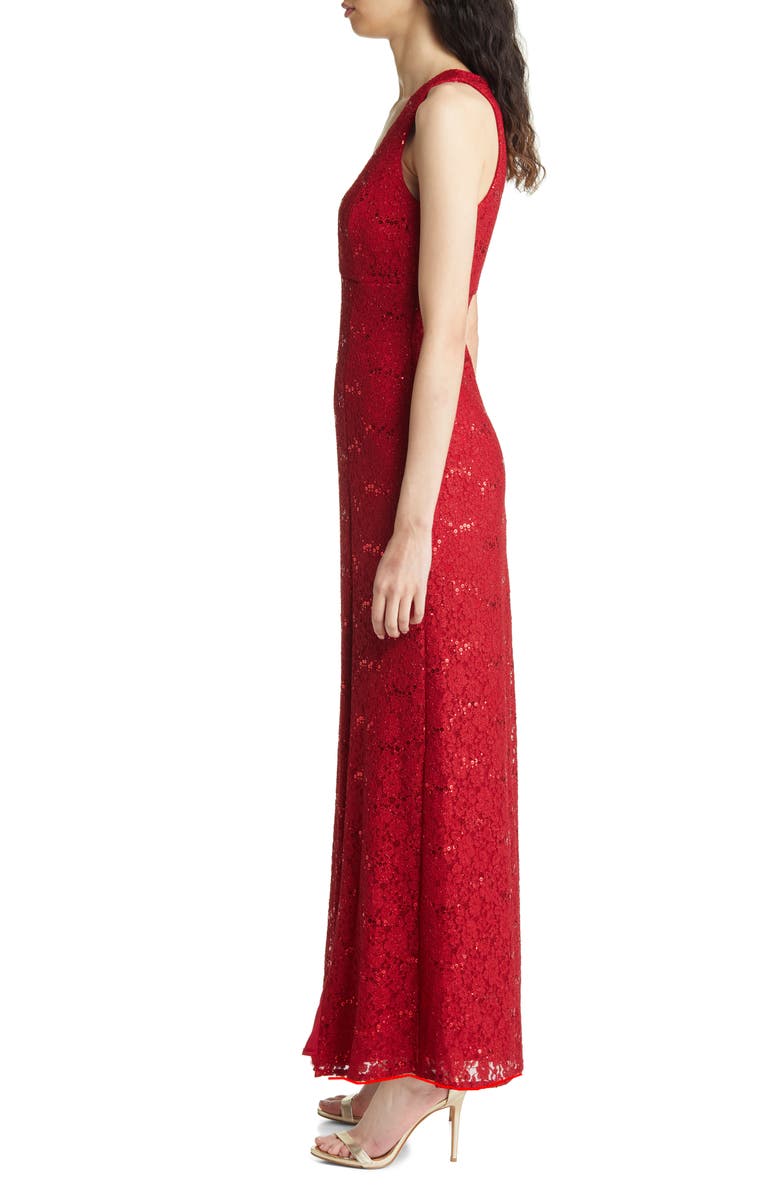 Nightway Sequin & Glitter Lace Gown, Alternate, color, 