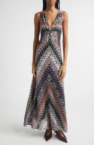 Missoni Metallic Zigzag Raschel Knit Dress