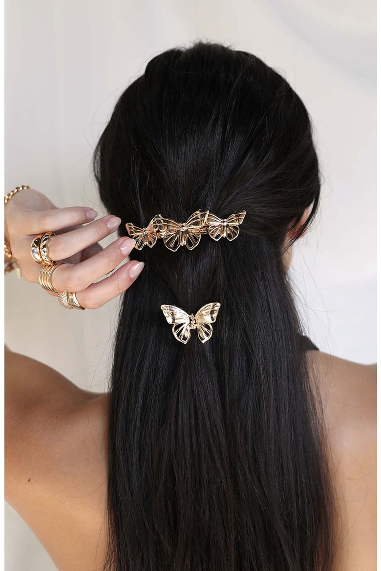 Butterfly Barrette, Alternate, color, GOLD