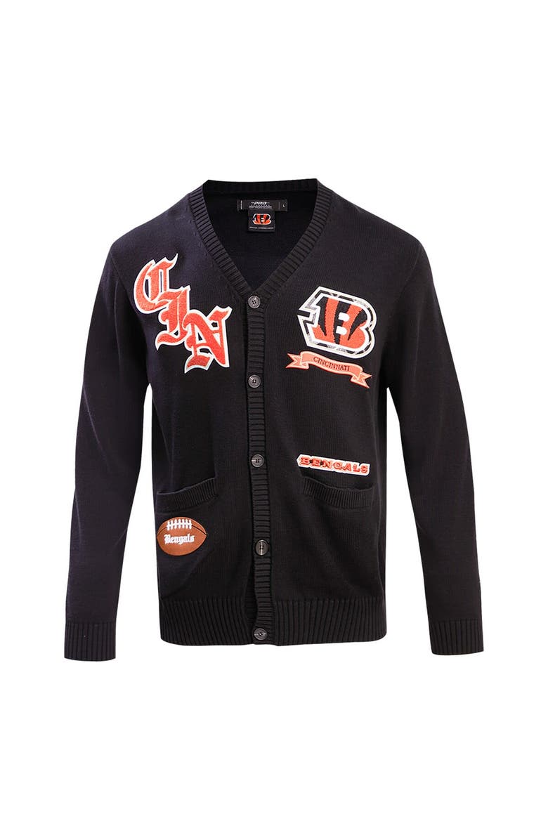 PRO STANDARD Men's Pro Standard Black Cincinnati Bengals Prep Button-Up Cardigan Sweater, Alternate, color, 
