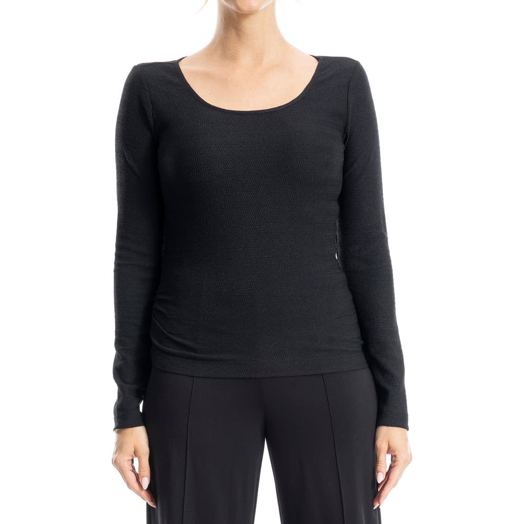 Max Studio Long Sleeve Knit Top In Black