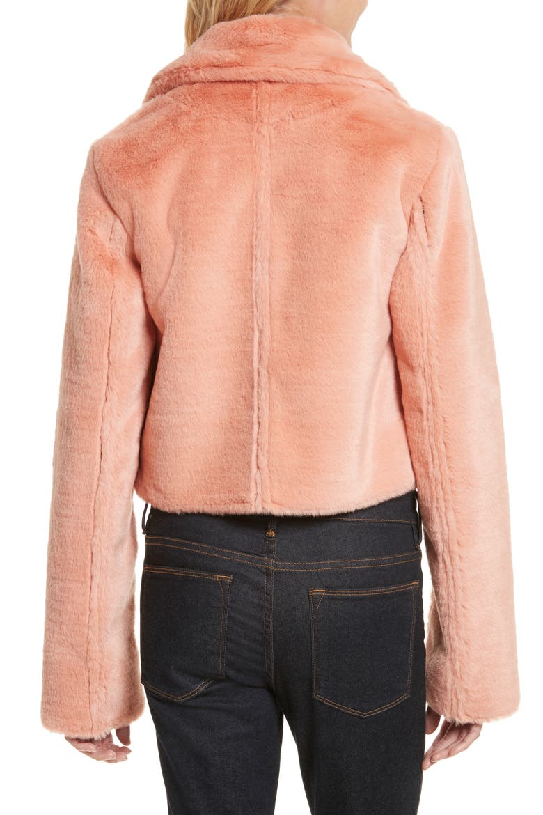 Diane von Furstenberg Collared Faux Fur Jacket, Alternate, color, SHERBET