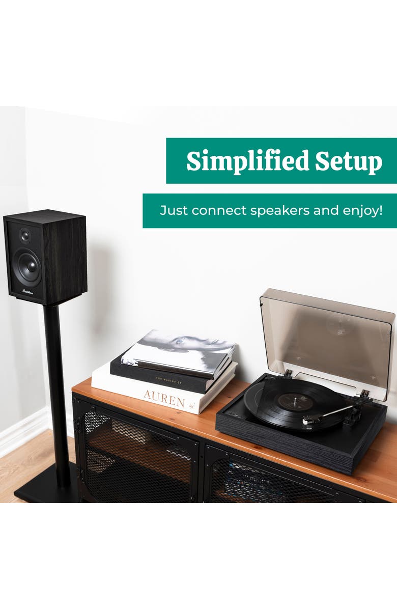 Electrohome Vinyl Record Player, Belt-Drive Turntable, Bluetooth, Vinyl-to-MP3, Alternate, color, Black