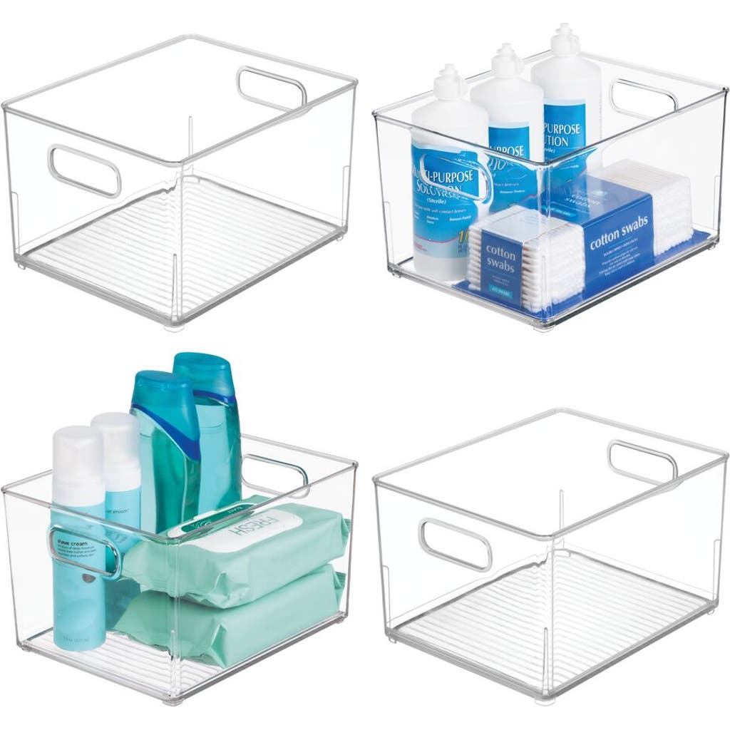 Basic Small Stackable Plastic Bathroom Storage Bin With Handles