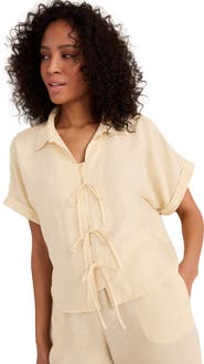 Haven Well Within Linen Tie-Front Top