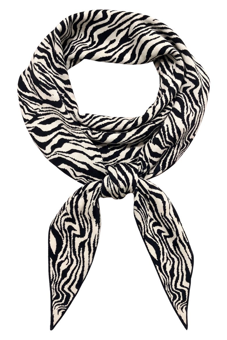 Reversible Triangle Scarf, Alternate, color, BLACK/ WHITE