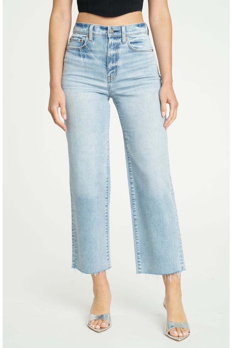 Pleaser High Waist Raw Hem Crop Jeans, Main, color, MIRACLE