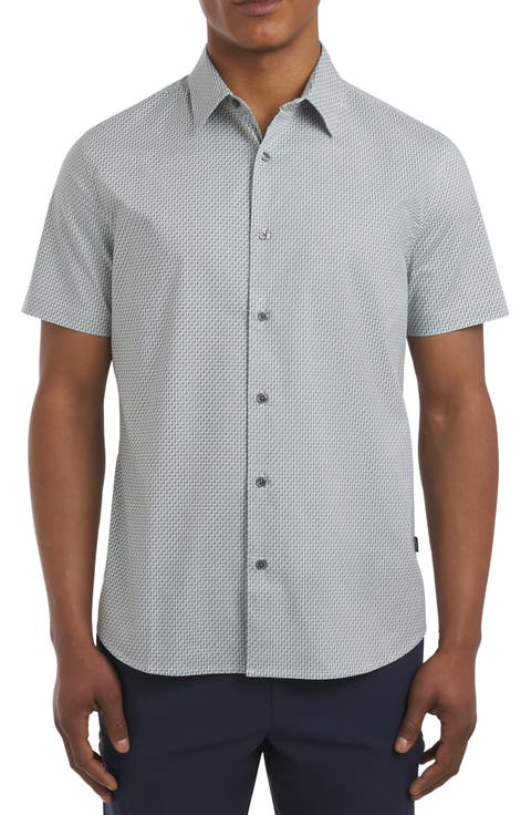 Campbell Short Sleeve Stretch Cotton Button-Up Shirt