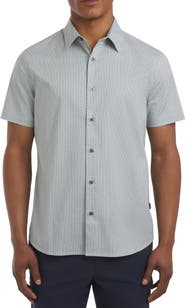 DKNY SPORTSWEAR Campbell Short Sleeve Stretch Cotton Button-Up Shirt