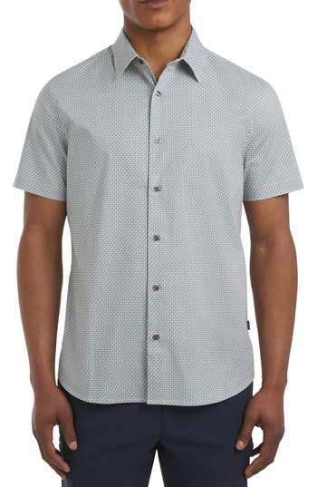Dkny Sportswear Campbell Short Sleeve Stretch Cotton Button-up Shirt