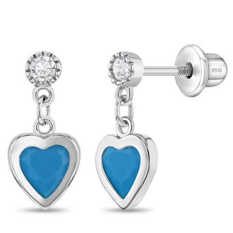 Turquoise Heart Dangle Girl Earrings