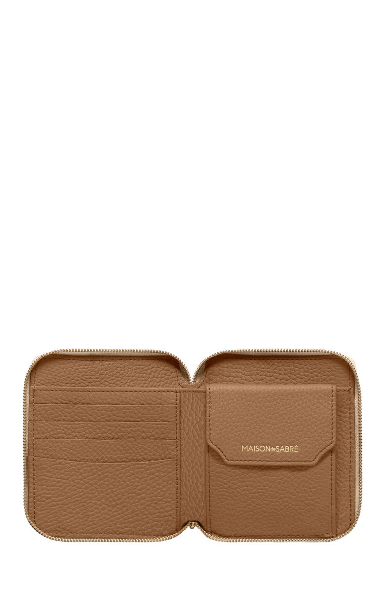 MAISON de SABRÉ Small Leather Zip Around Wallet, Alternate, color, Saharan Brown