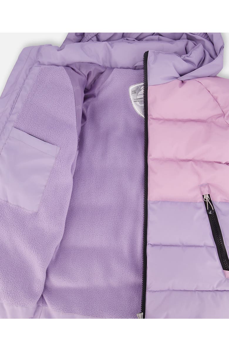 Deux par Deux Girl Colorblocked Puffy Winter Coat, Alternate, color, Purple Gray