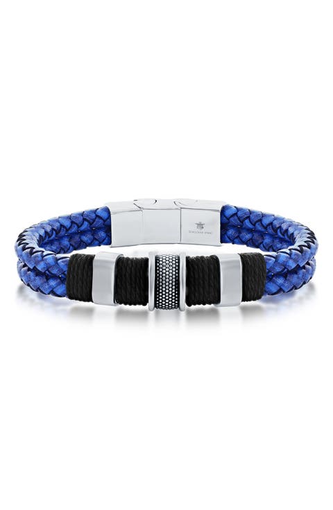 Men's Braided Leather & Stainless Steel Bracelet