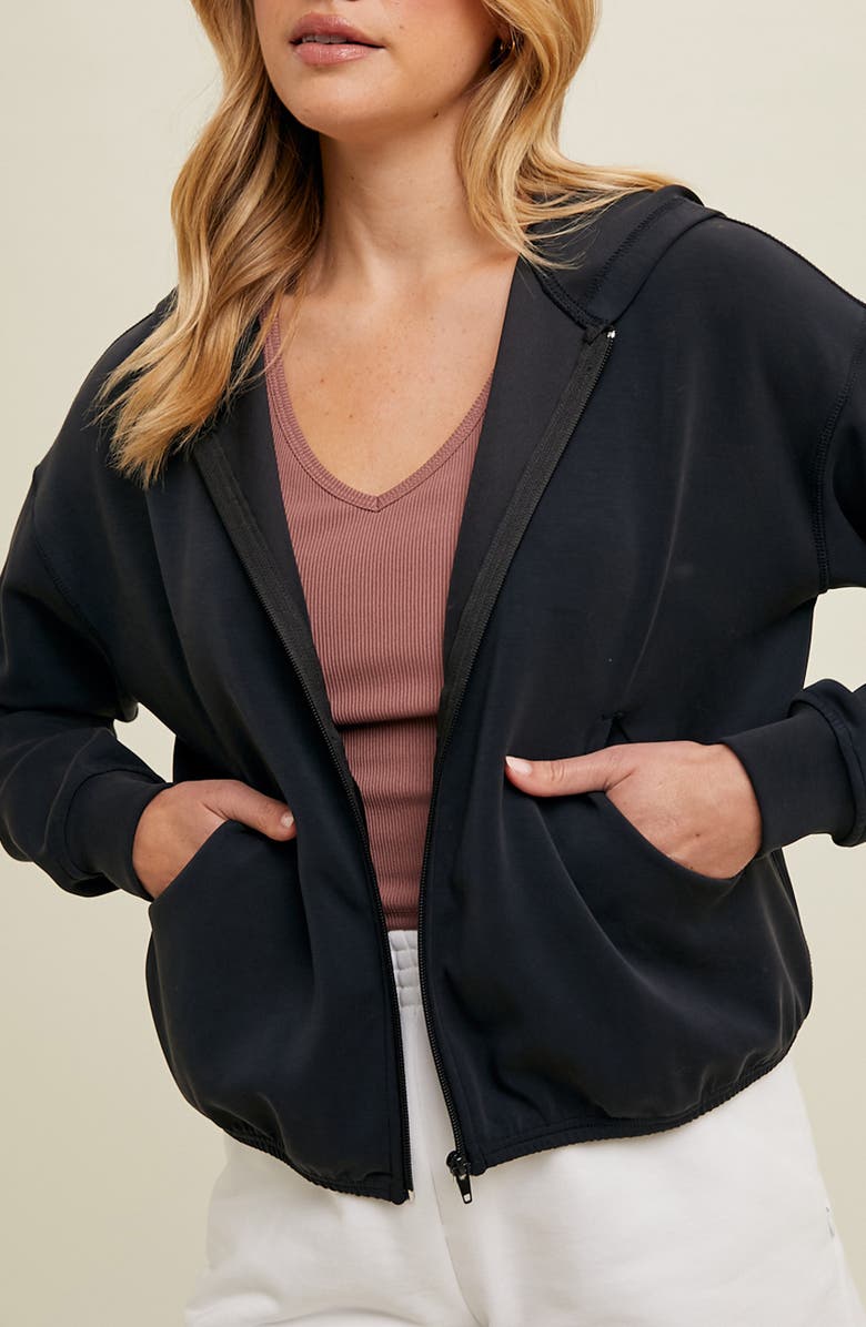 WISHLIST Active Relaxed Crop Zip Hoodie, Main, color, Charcoal