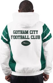 STARTER Men's Starter White New York Jets Gotham City Half-Zip Hoodie Jacket