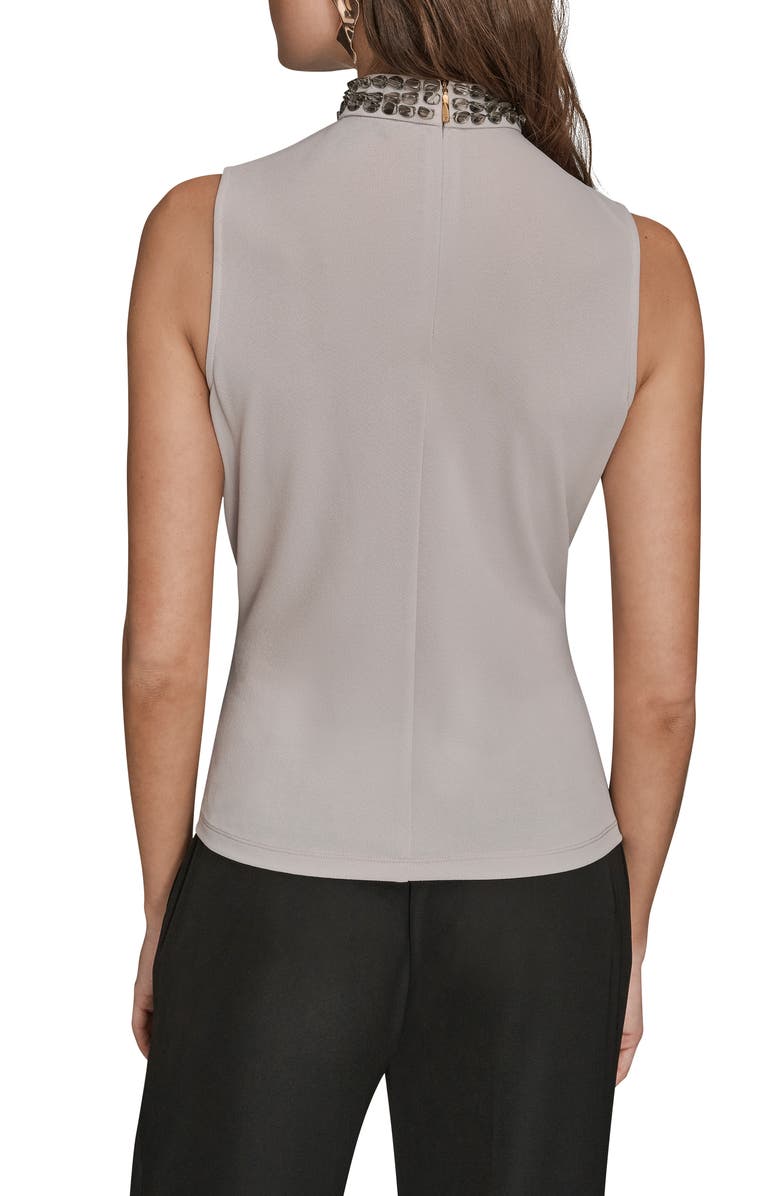Donna Karan New York Beading Mock Neck Sleeveless Top, Alternate, color, Vapor