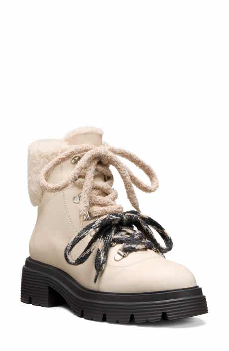 Stuart Weitzman Hudson Lite Genuine Shearling Lined Lace-Up Bootie