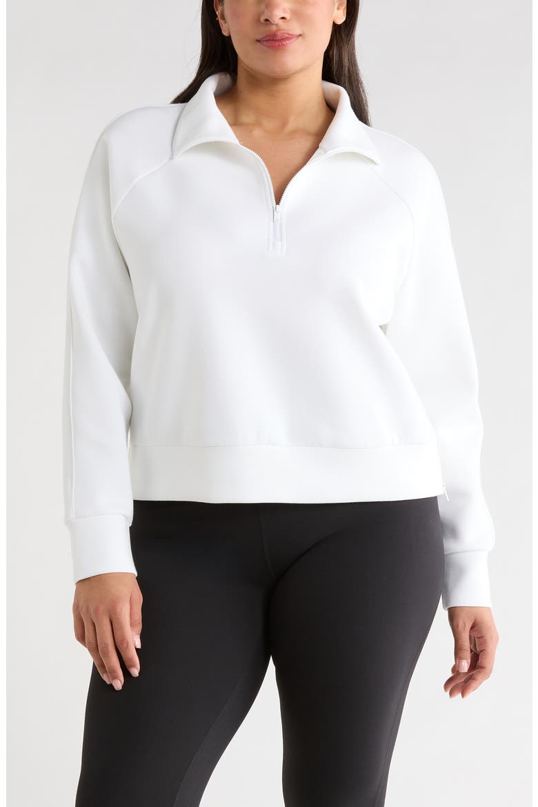 Sporty Half-Zip Pullover, Main, color, WHITE