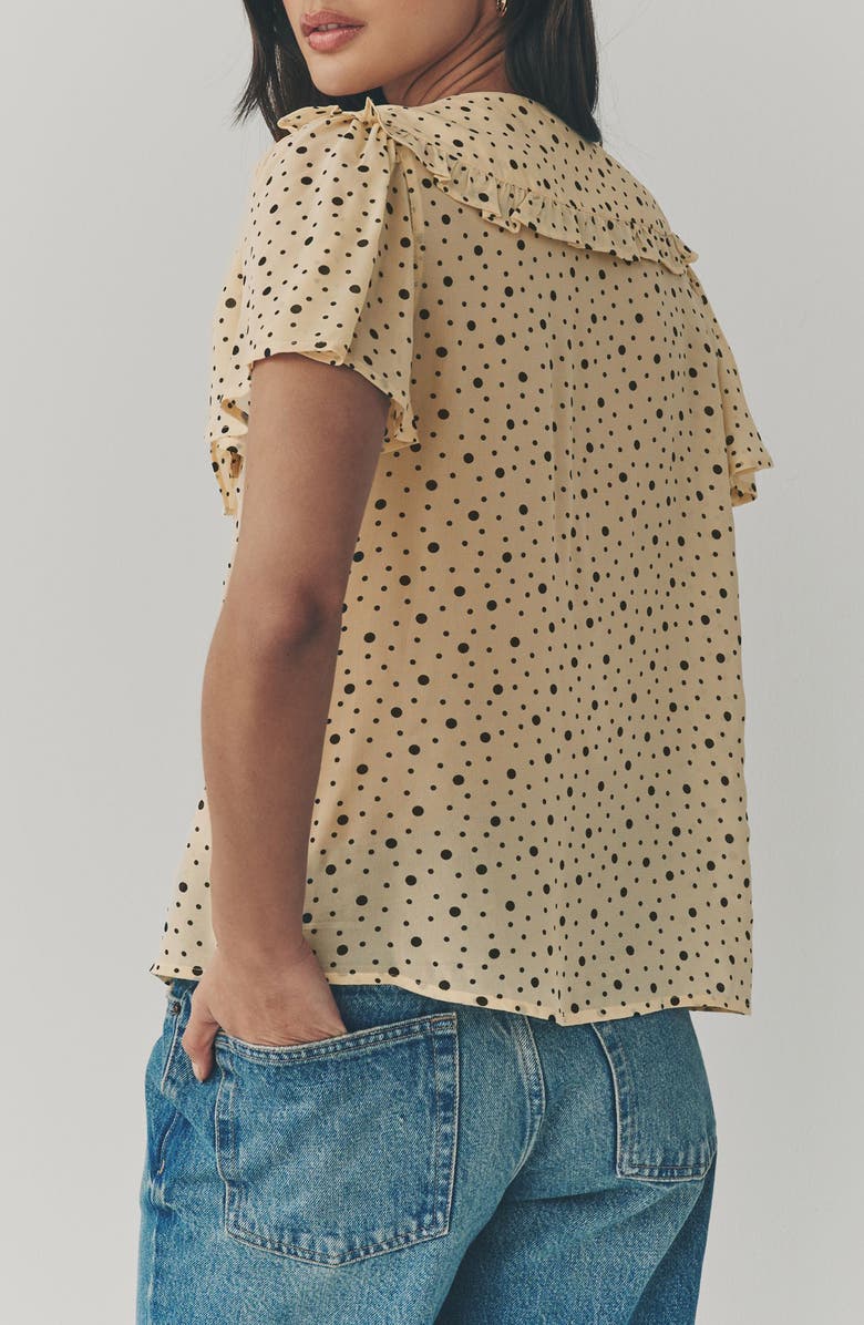 NEXT Ditsy Spot Peter Pan Collar Sheer Short Sleeve Blouse, Alternate, color, Yellow