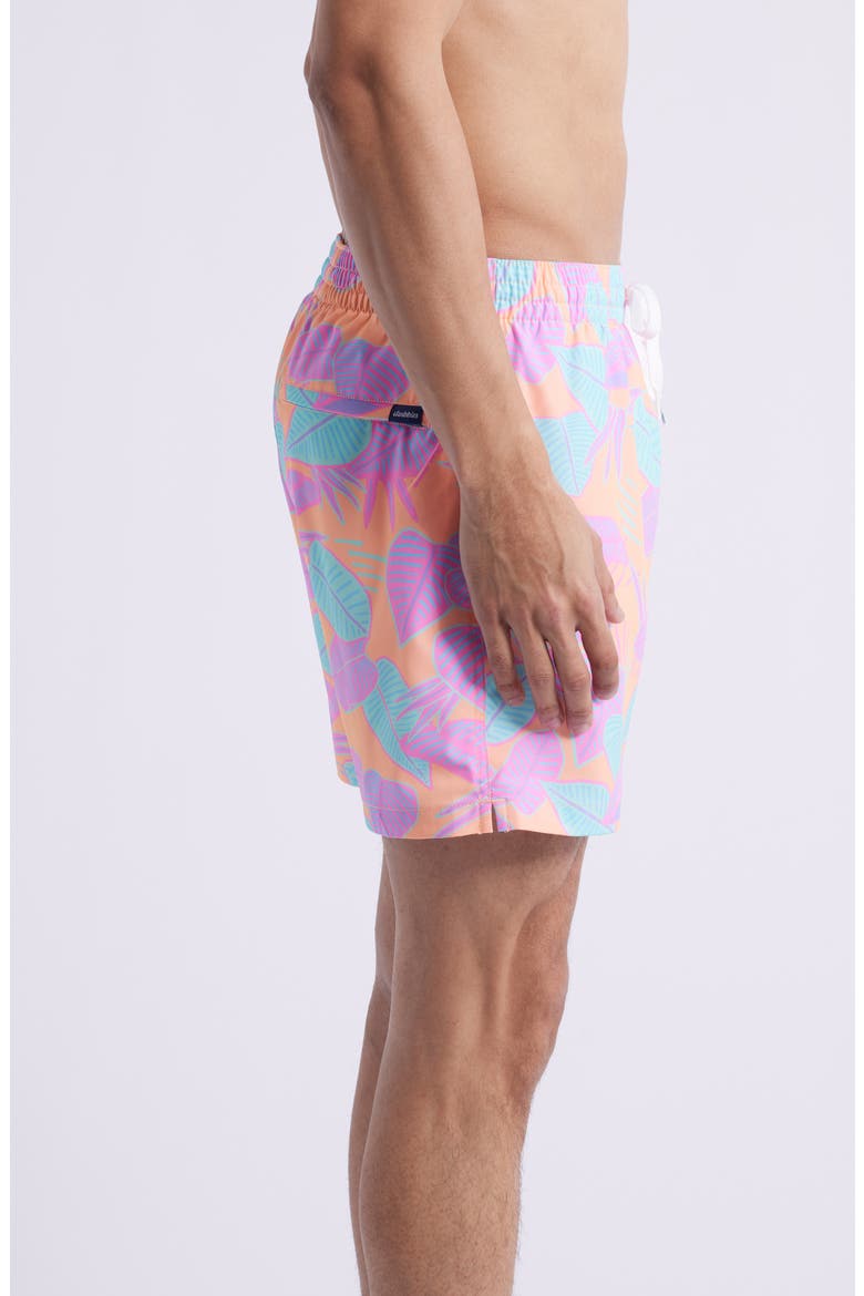 The Posh Palms 5.5-Inch Swim Trunks, Alternate, color, BRIGHT ORANGE - PATTERN BASE