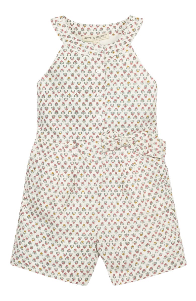 Hope & Henry Girls' Halter Button Front Linen Romper, Kids, Alternate, color, 