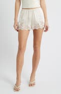 DÔEN Iona Lace Trim Silk Satin Shorts