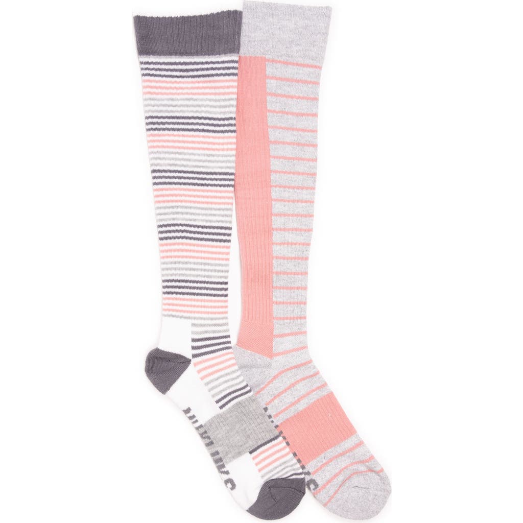 Muk Luks Cotton Compression Knee-high Socks 2 Pair Pack Wide Size In Multi