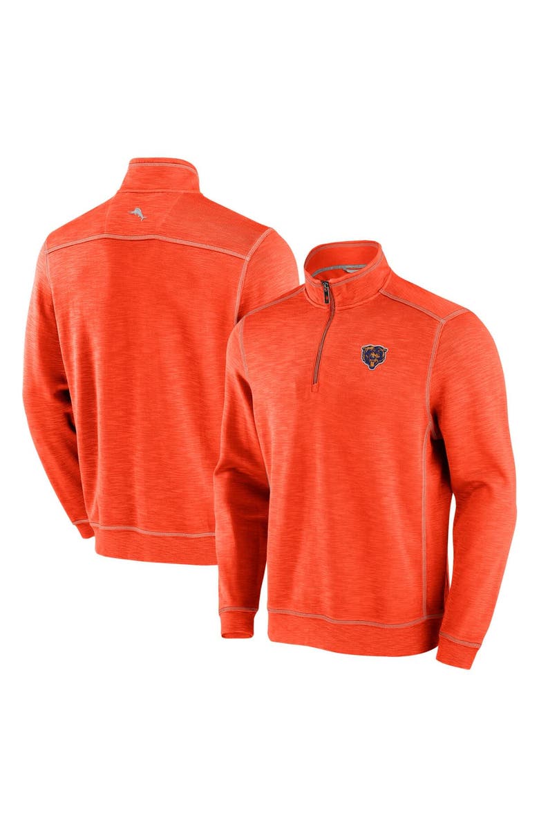 Tommy Bahama Men's Tommy Bahama Orange Chicago Bears Tobago Bay Tri-Blend Half-Zip Sweatshirt, Main, color, 