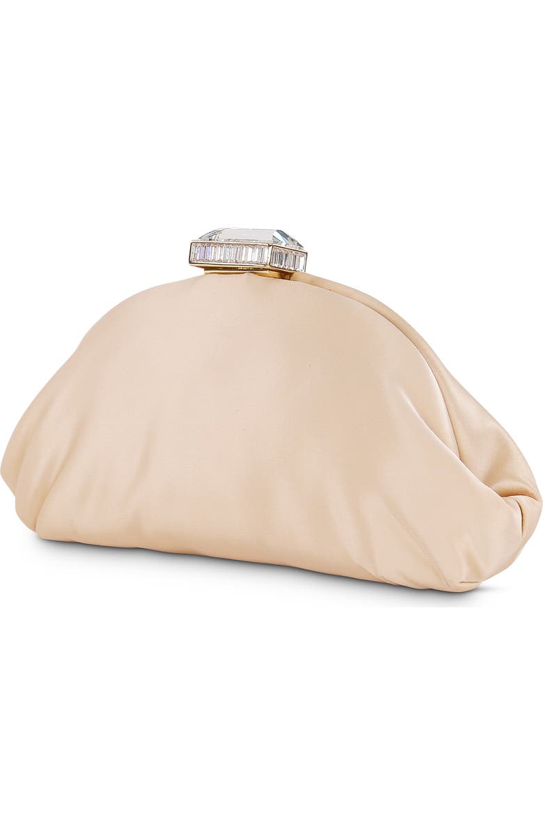 BADGLEY MISCHKA Leia Satin Pouch Clutch, Alternate, color, Nude