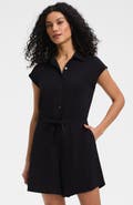 Lands' End Cap Sleeve Creaseless Button-Down Romper