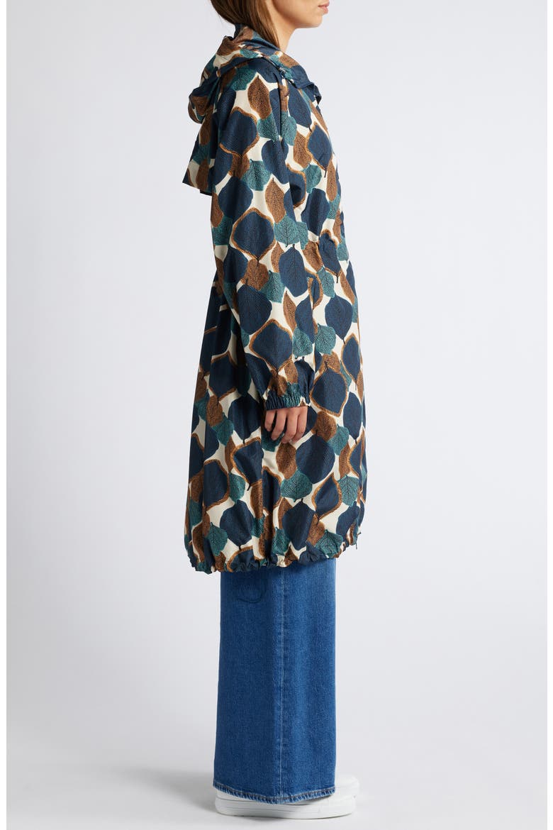 Trina Water Resistant Leaf Print Coat, Alternate, color, MOONLIT OCEAN PRINT