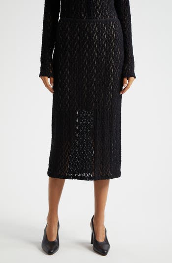 Vince Floral Smocked Skirt In Black