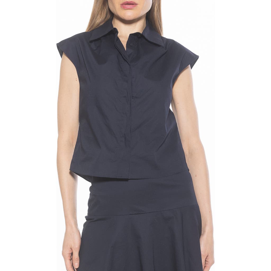 Alexia Admor Juniper Button-up Shirt In Navy