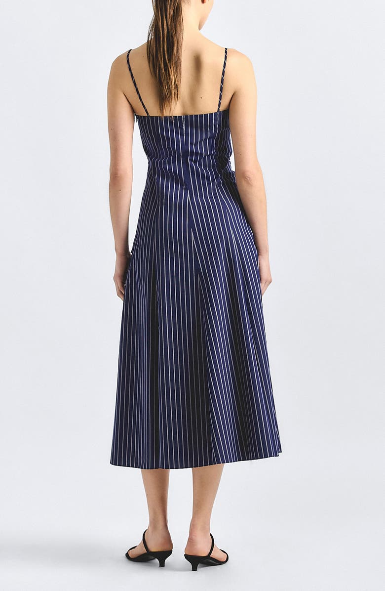 Derek Lam 10 Crosby Zandra Tie Waist Sleeveless Midi Dress, Alternate, color, Dark Navy Stripe