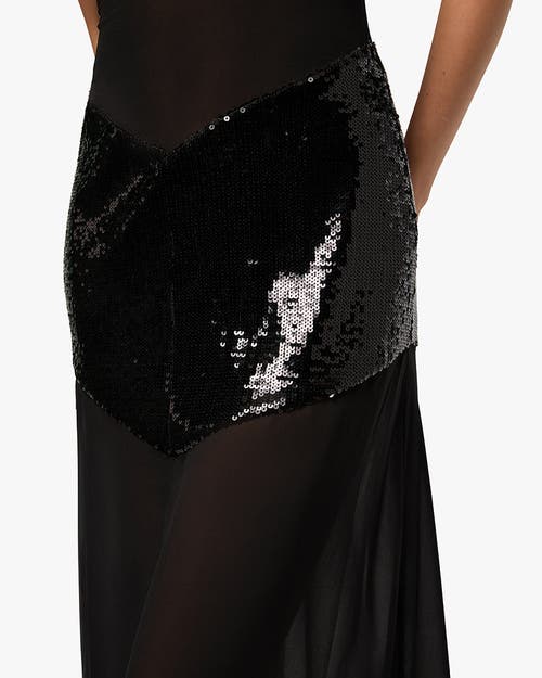 Weworewhat Sheer Panel Maxi Dress In Black