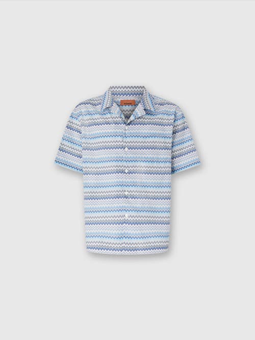 Missoni Men's Bowling Shirt | Size 52 | Us25sj05 Color Bw00w0s01fs In Blue & Grey