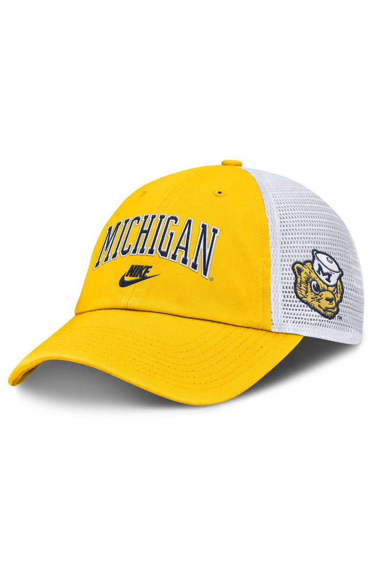 Nike Men's Nike Maize Michigan Wolverines Club Legacy Adjustable Trucker Hat, Main, color, 