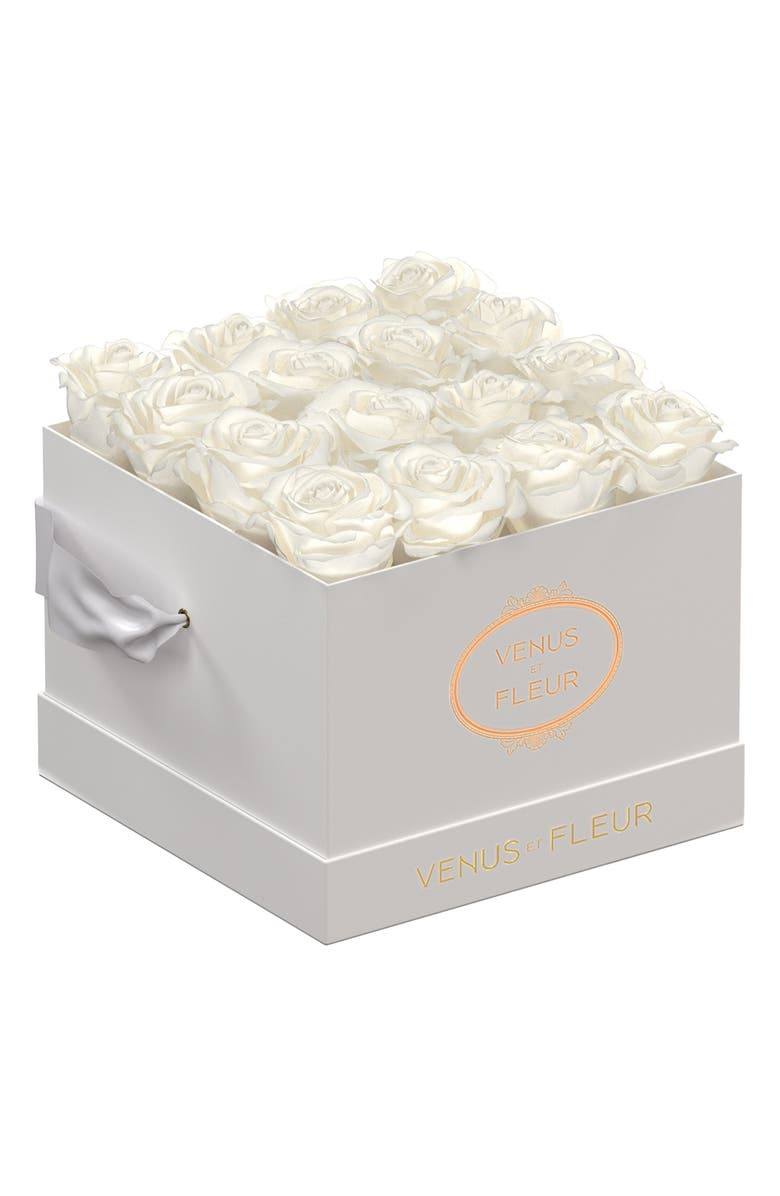 Venus ET Fleur Classic Small Square Eternity Roses, Main, color, Pure White