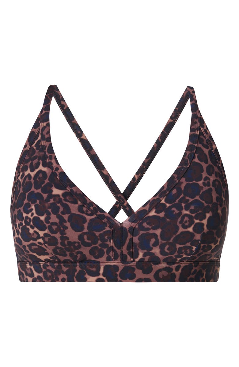 Sweaty Betty Core Racerback Bikini Top, Alternate, color, Blue Pop Wild Leopard Print