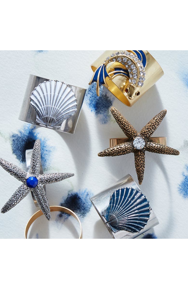 Joanna Buchanan Painted shell napkin rings, set of two, Alternate, color, White