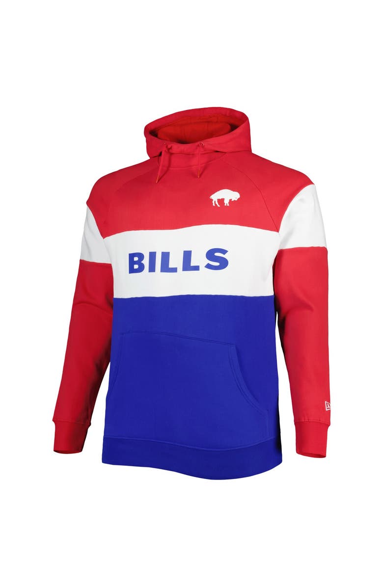 New Era Men's New Era Royal Buffalo Bills Big & Tall Throwback Colorblock Raglan Pullover Hoodie, Alternate, color, 