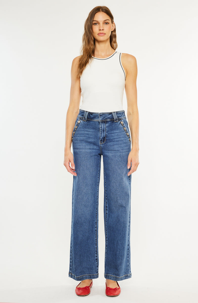 KanCan Westwood Ultra High Rise Wide Leg Jeans, Main, color, Dark Wash
