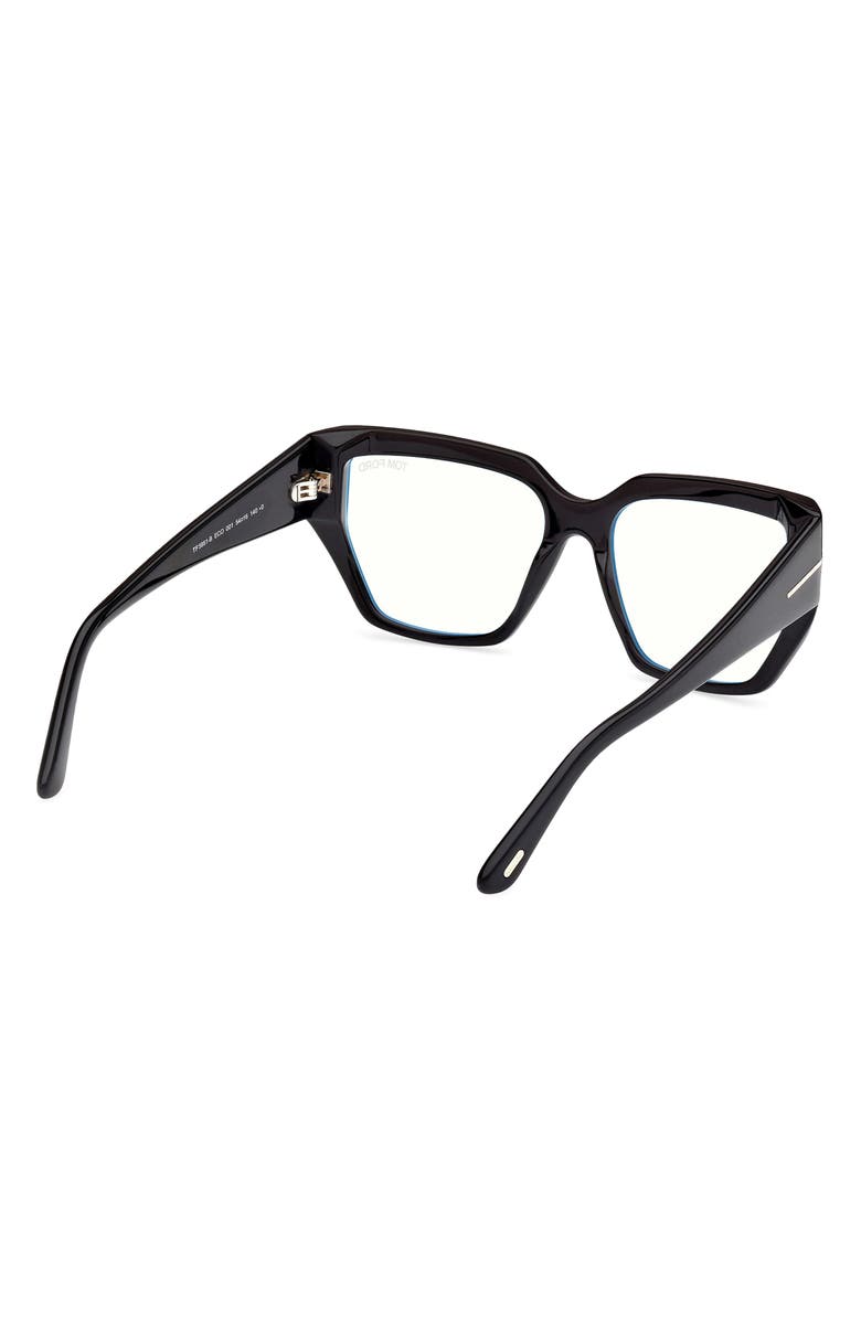 TOM FORD 54mm Square Blue Light Blocking Optical Glasses, Alternate, color, Black Eco / T Logo