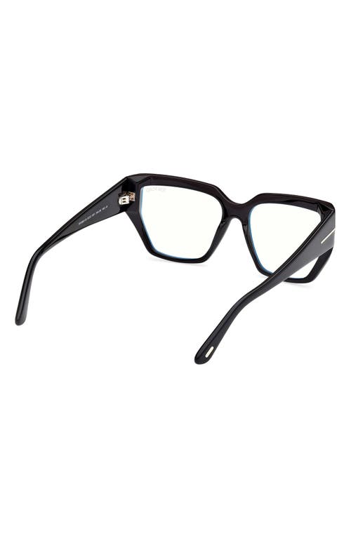 Tom Ford 54mm Square Blue Light Blocking Optical Glasses In Black