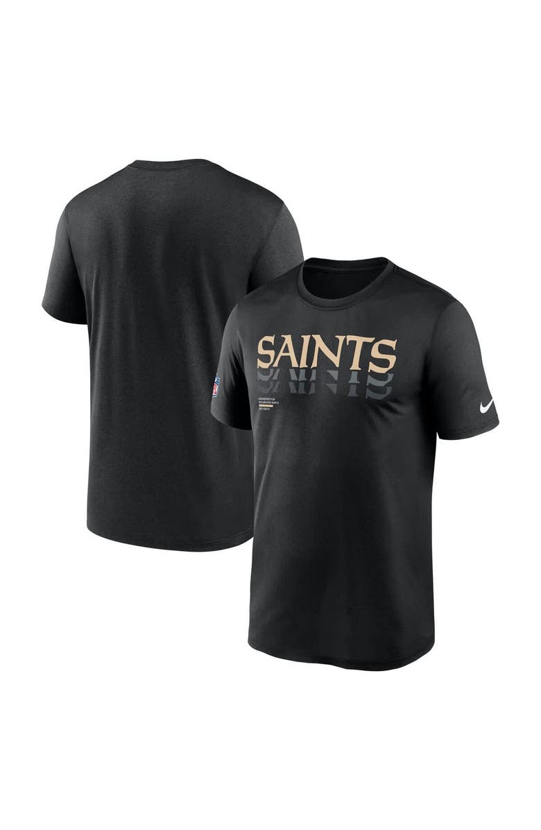 Nike Men's Nike Black New Orleans Saints Wordmark Block Sideline Legend Performance T-Shirt, Alternate, color, Black