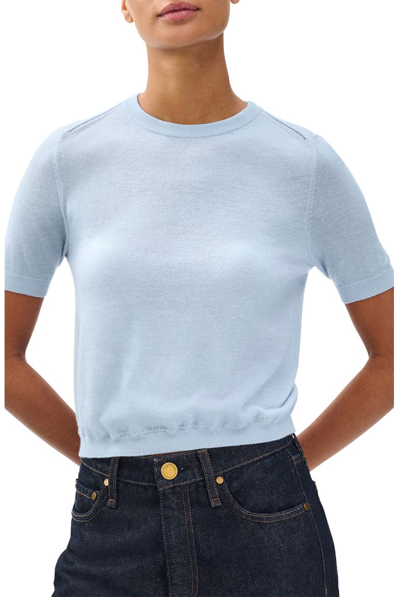 Adeline Short Sleeve Cashmere Sweater, Alternate, color, LIGHT BLUE
