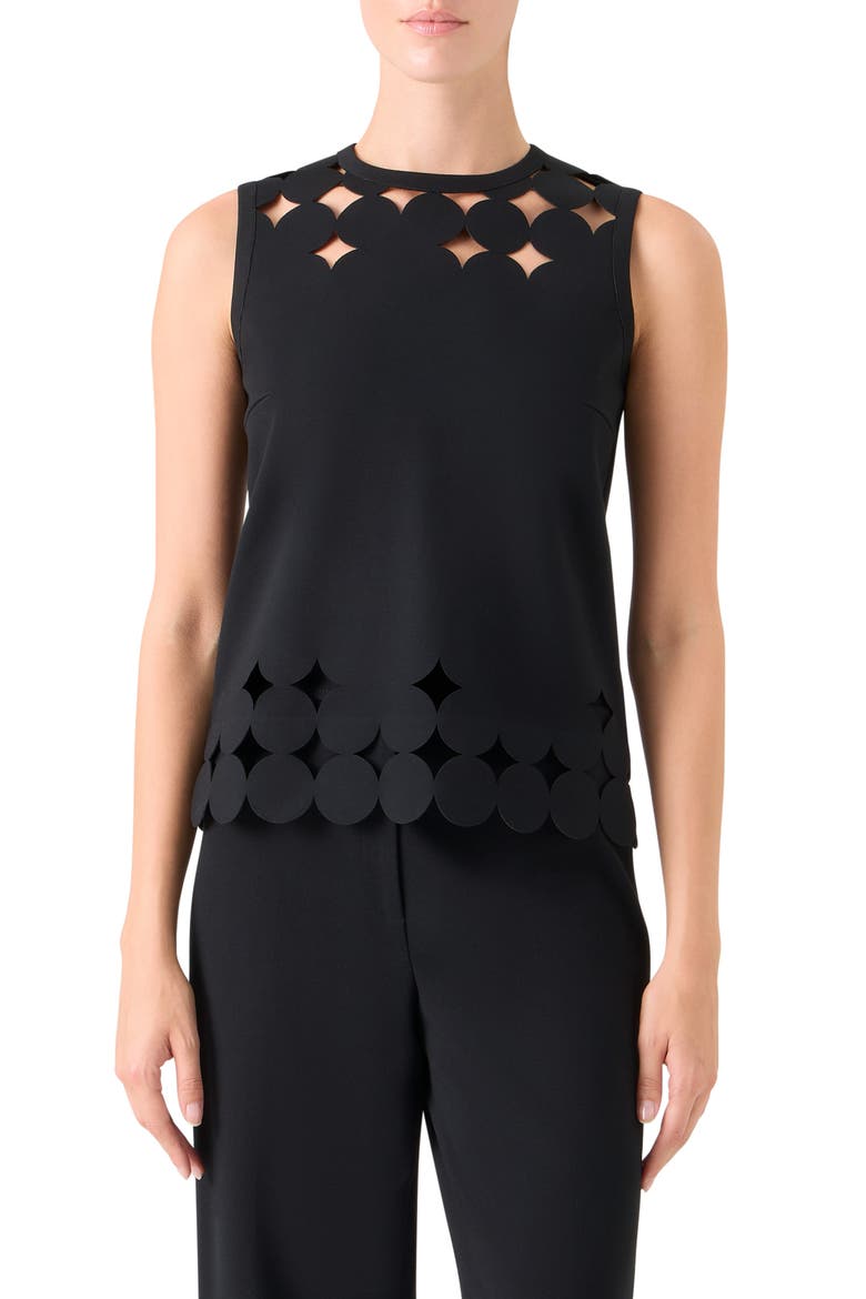 Dot Cutout Sleeveless Top, Main, color, BLACK